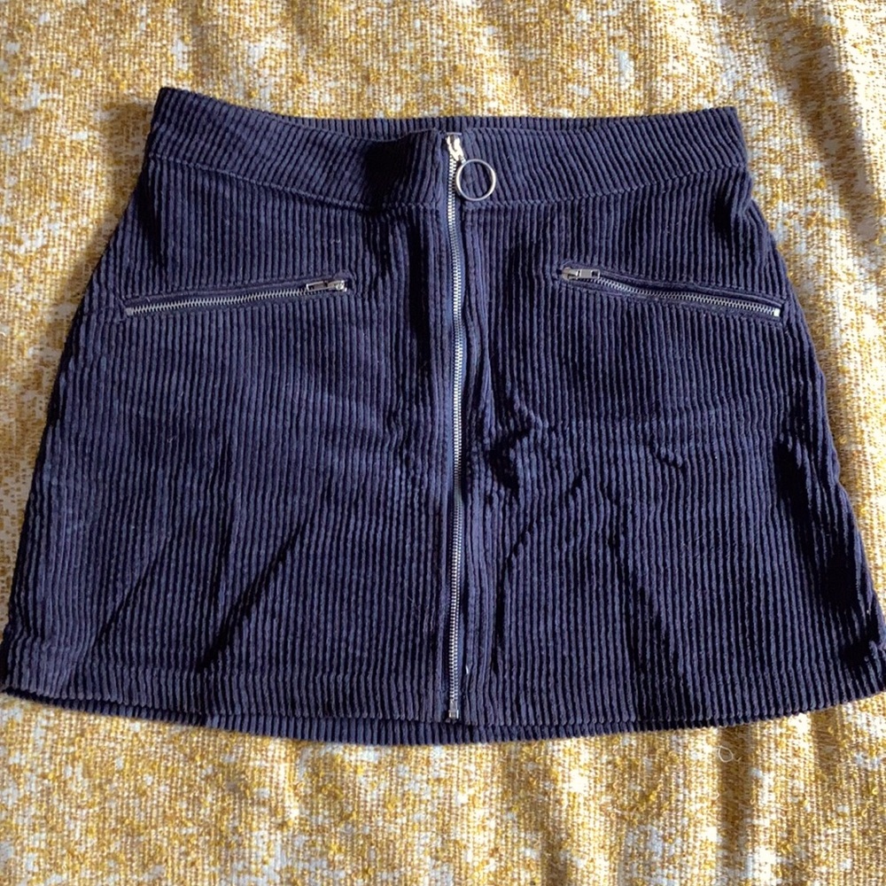 Corduroy grey blue mini skirt!